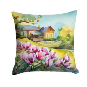 Louisiana Magnolias in Watercolor Throw Pillow Machine Washable, Indoor Outdoor Decorative Pillow for Couch, Bed or Patio, 14Hx14W (Default: Default)